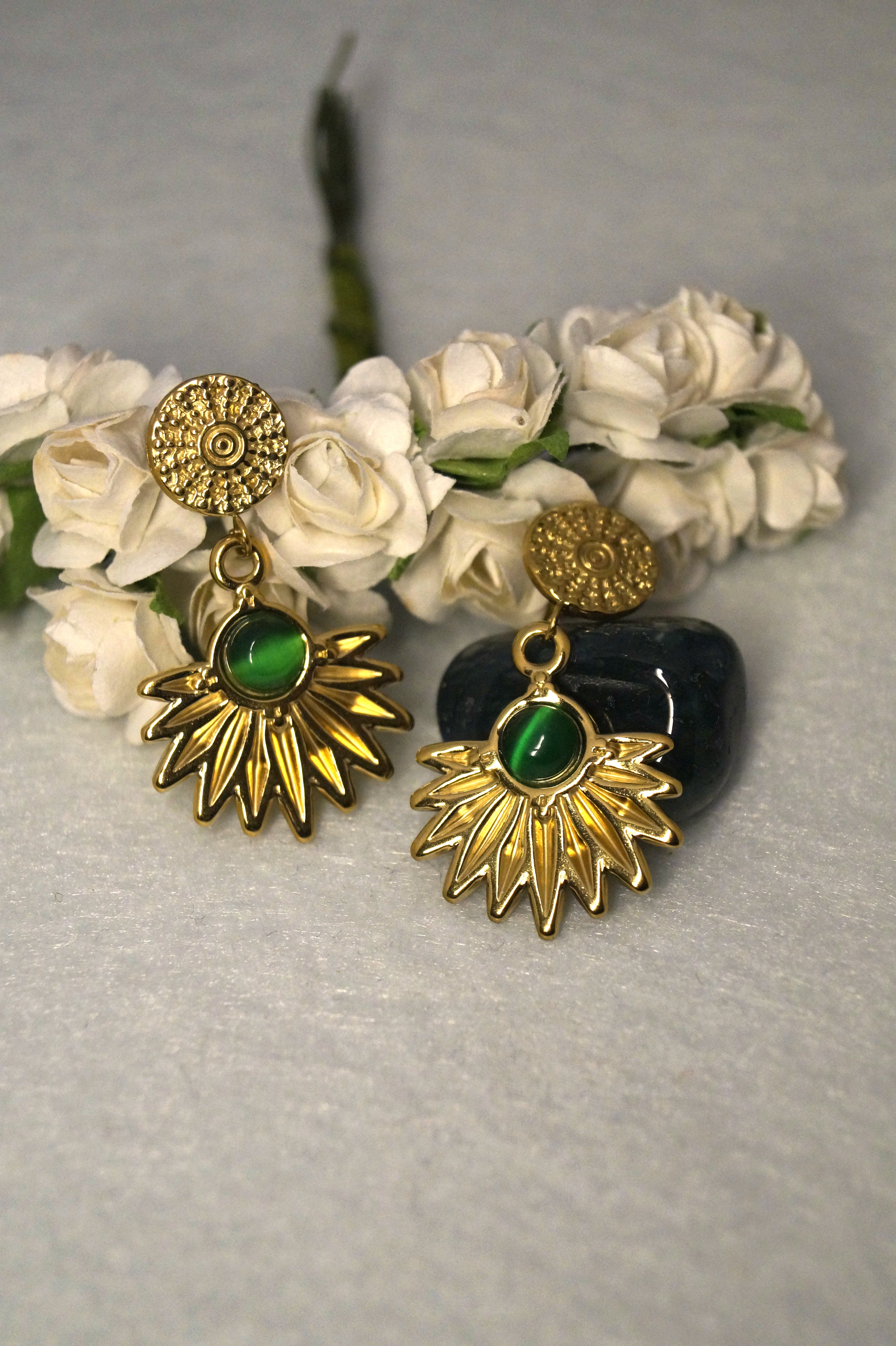 Green pendant earrings