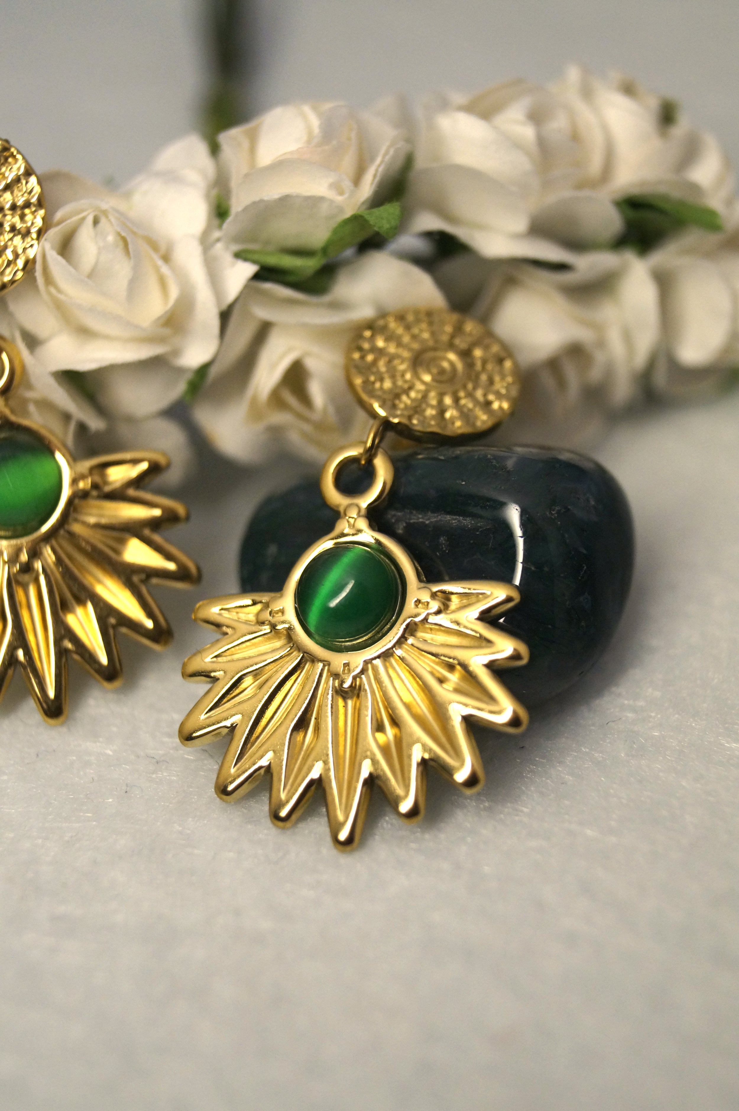 Green pendant earrings