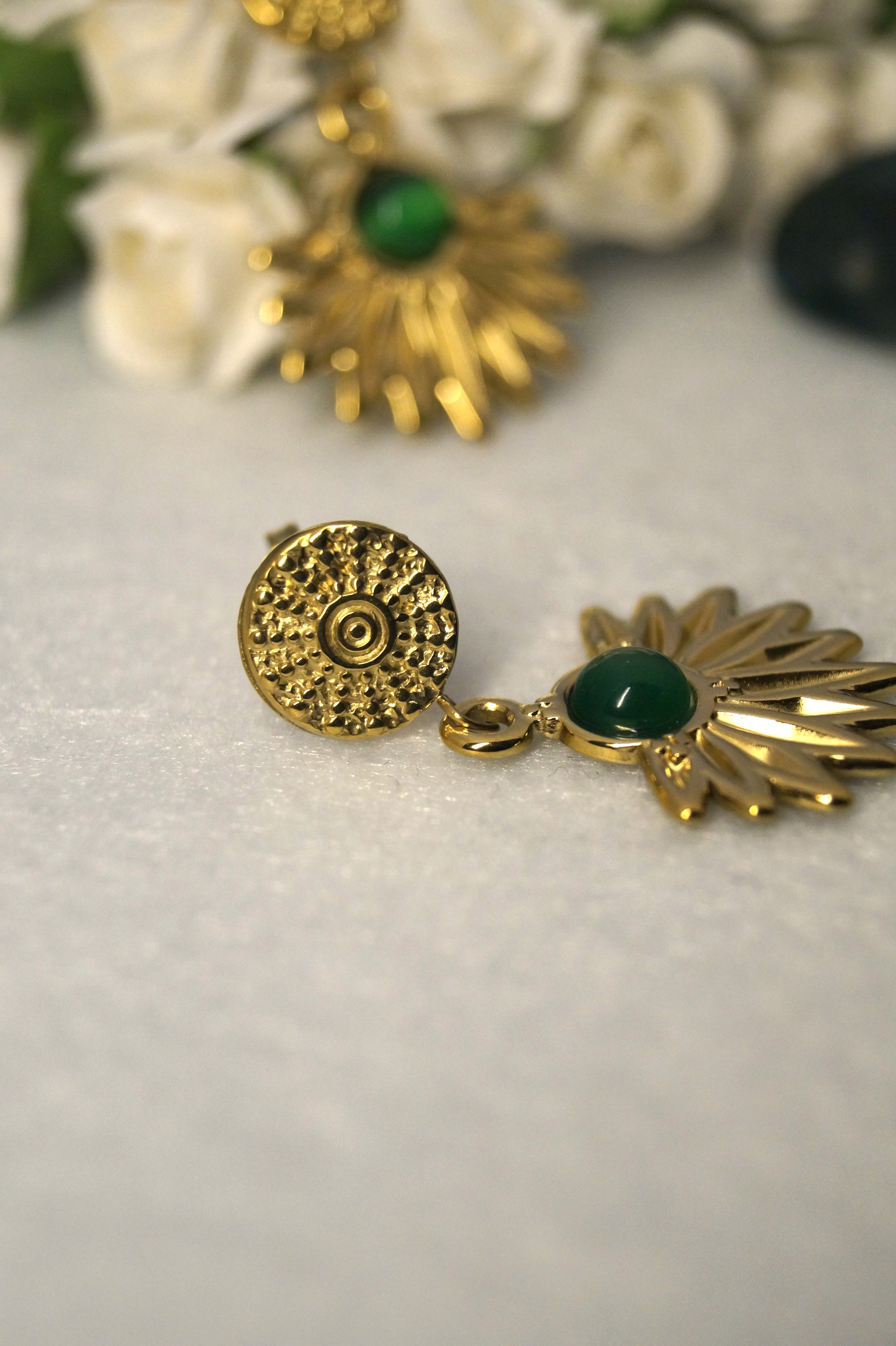 Green pendant earrings