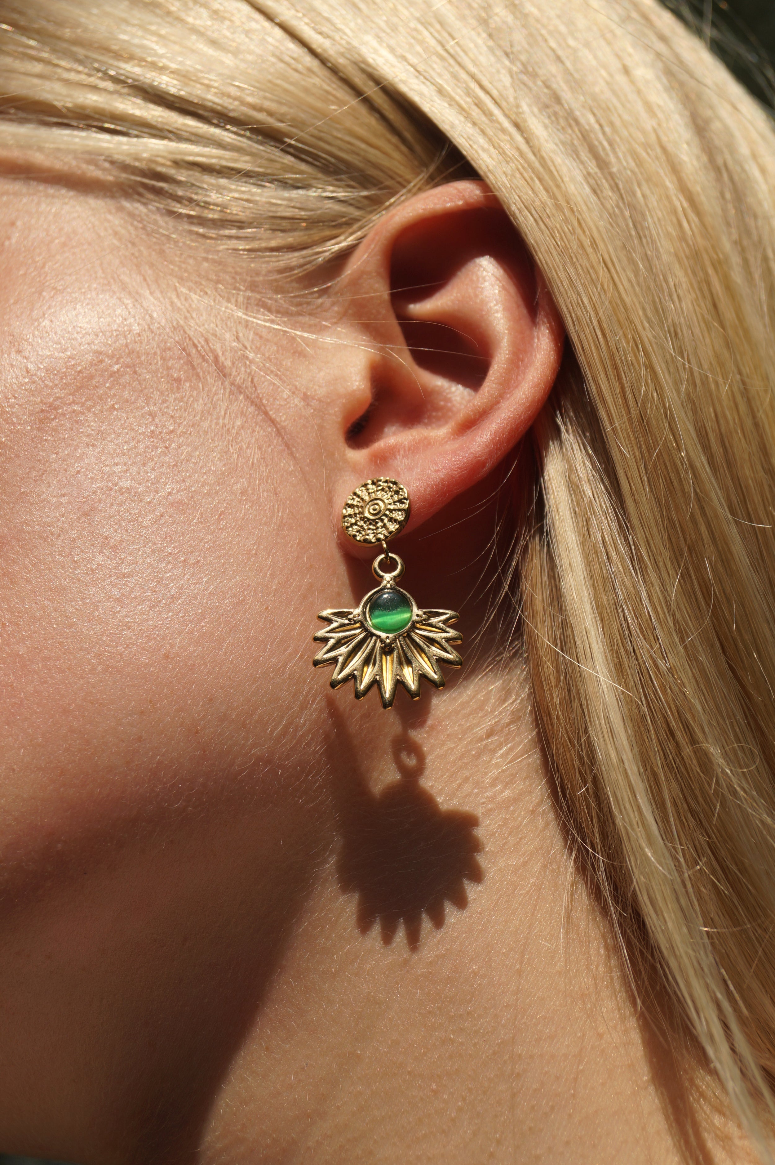 Green pendant earrings